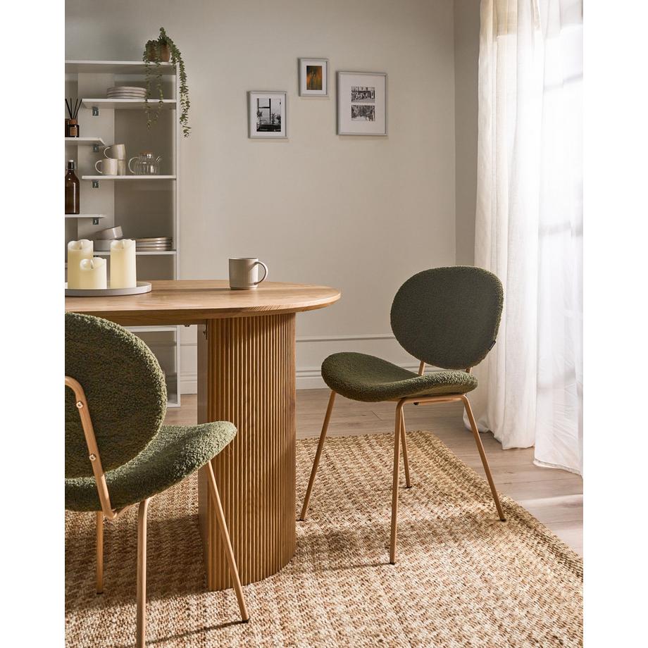 Beliani Lot de 2 chaises de salle à manger en Bouclé  LUANA  