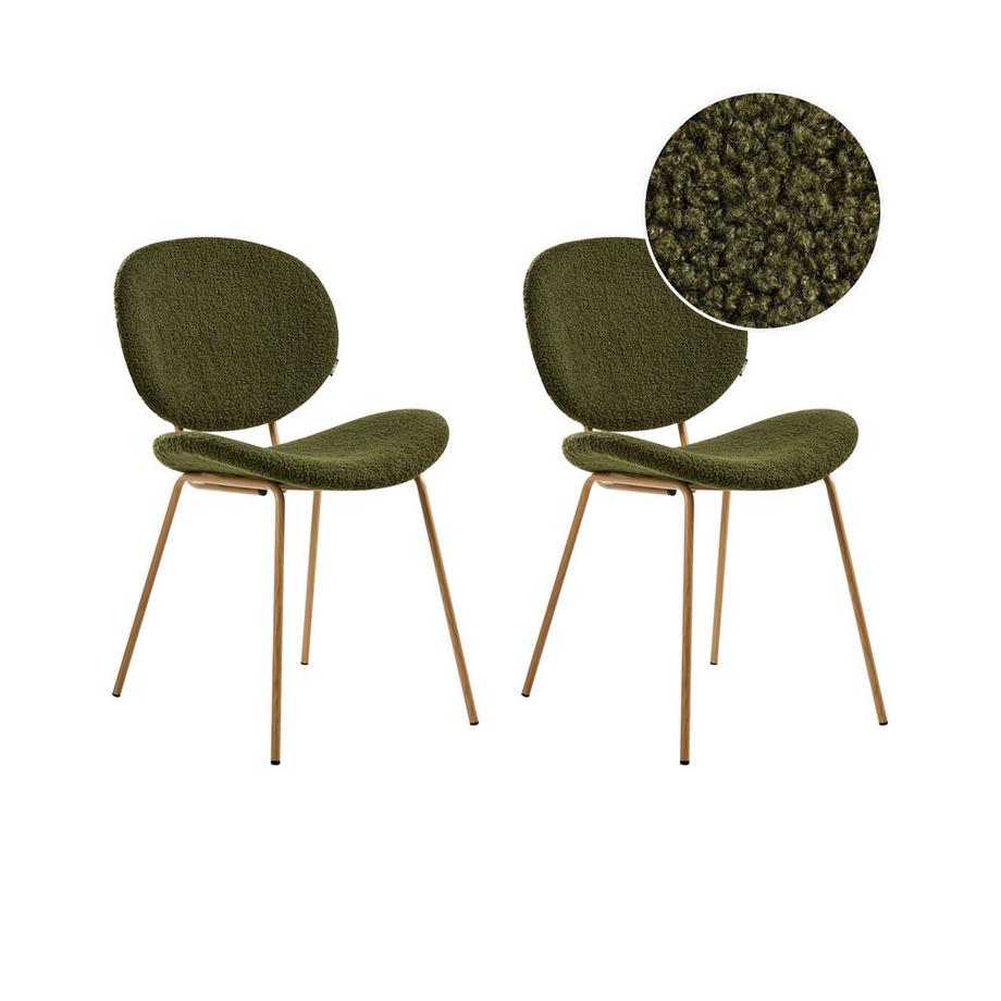 Lot de 2 chaises de salle à manger en Bouclé  LUANA