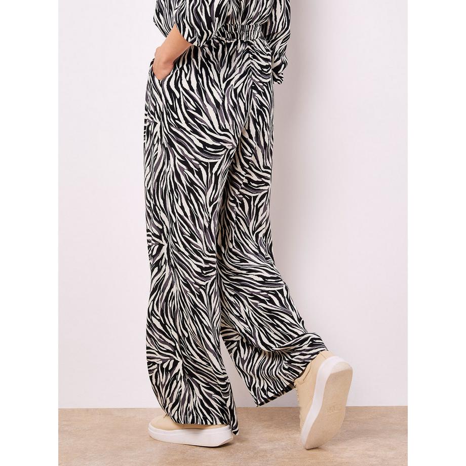 APRICOT Pantalon à jambes larges à imprimé zébré  