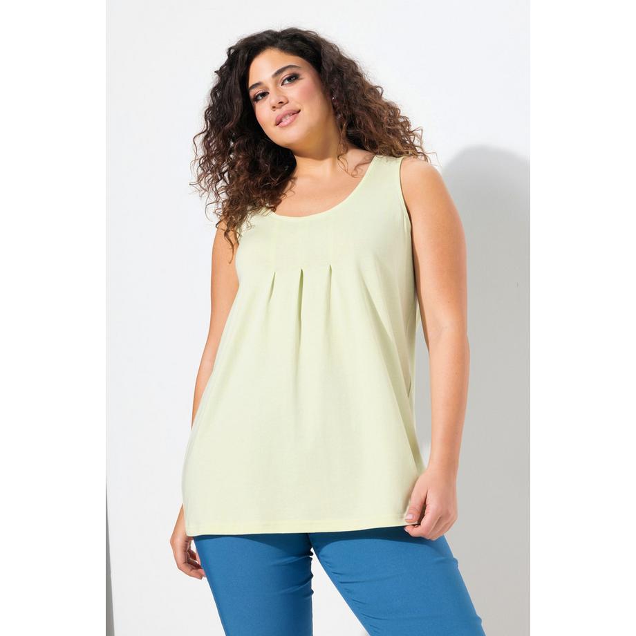 Ulla Popken A-Linie Ärmelloses Rundhals Top mit Zierfalten  