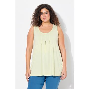 Top dal taglio svasato e smanicato in modal con pieghe decorative e scollo rotondo