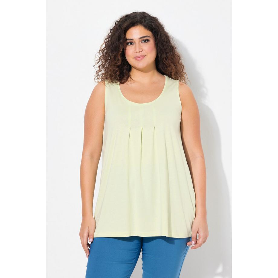 Ulla Popken A-Linie Ärmelloses Rundhals Top mit Zierfalten  