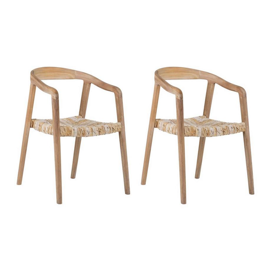 Vente-unique Stuhl mit Armlehnen 2er-Set - Teakholz - Holzfarben hell - JUNARIA  