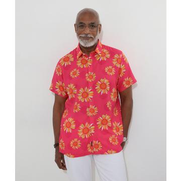 Sonnenblumen-Hemd mit kurzen Ärmeln