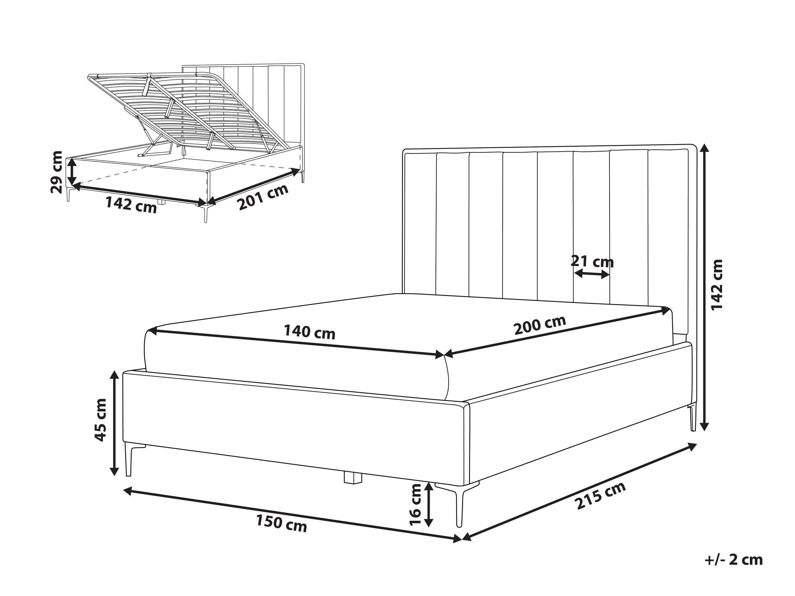 Beliani Letto contenitore en Velluto Glamour SEZANNE  