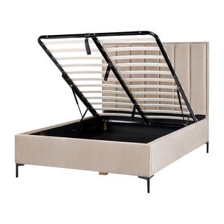 Beliani Bett mit Bettkasten aus Samtstoff Modern SEZANNE  