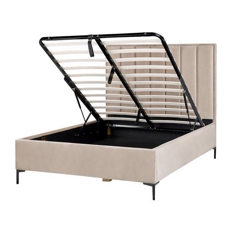 Beliani Bett mit Bettkasten aus Samtstoff Modern SEZANNE  