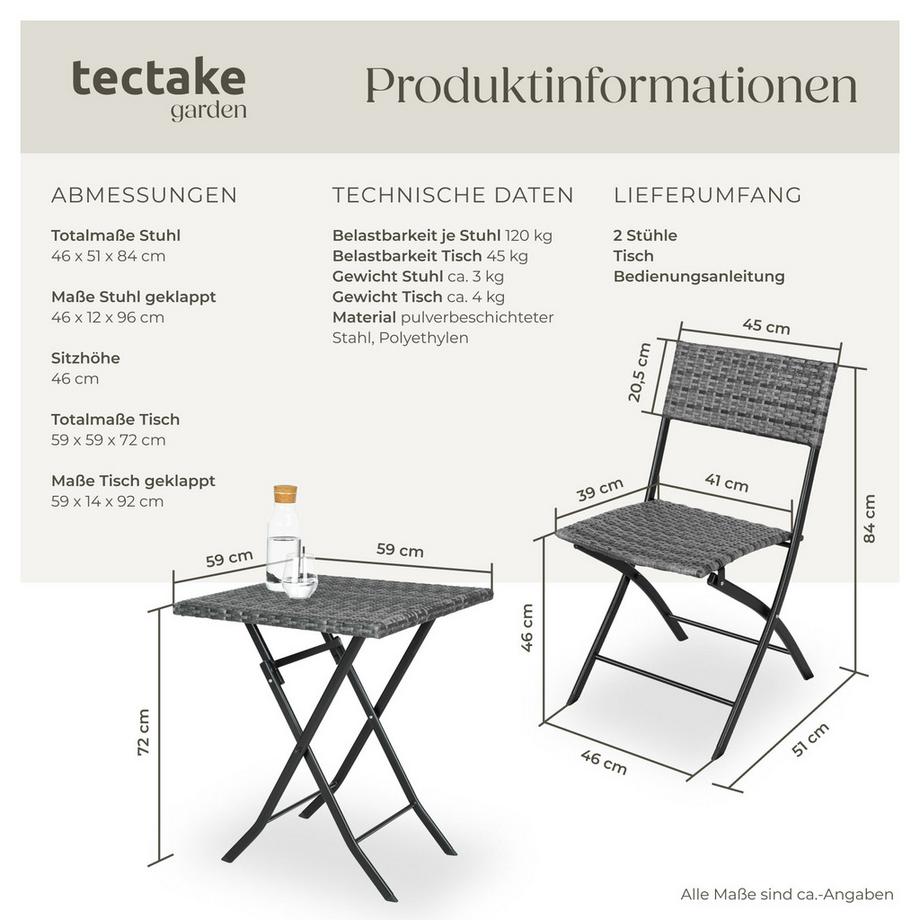 Tectake Set in rattan  Trevi per 2 persone  