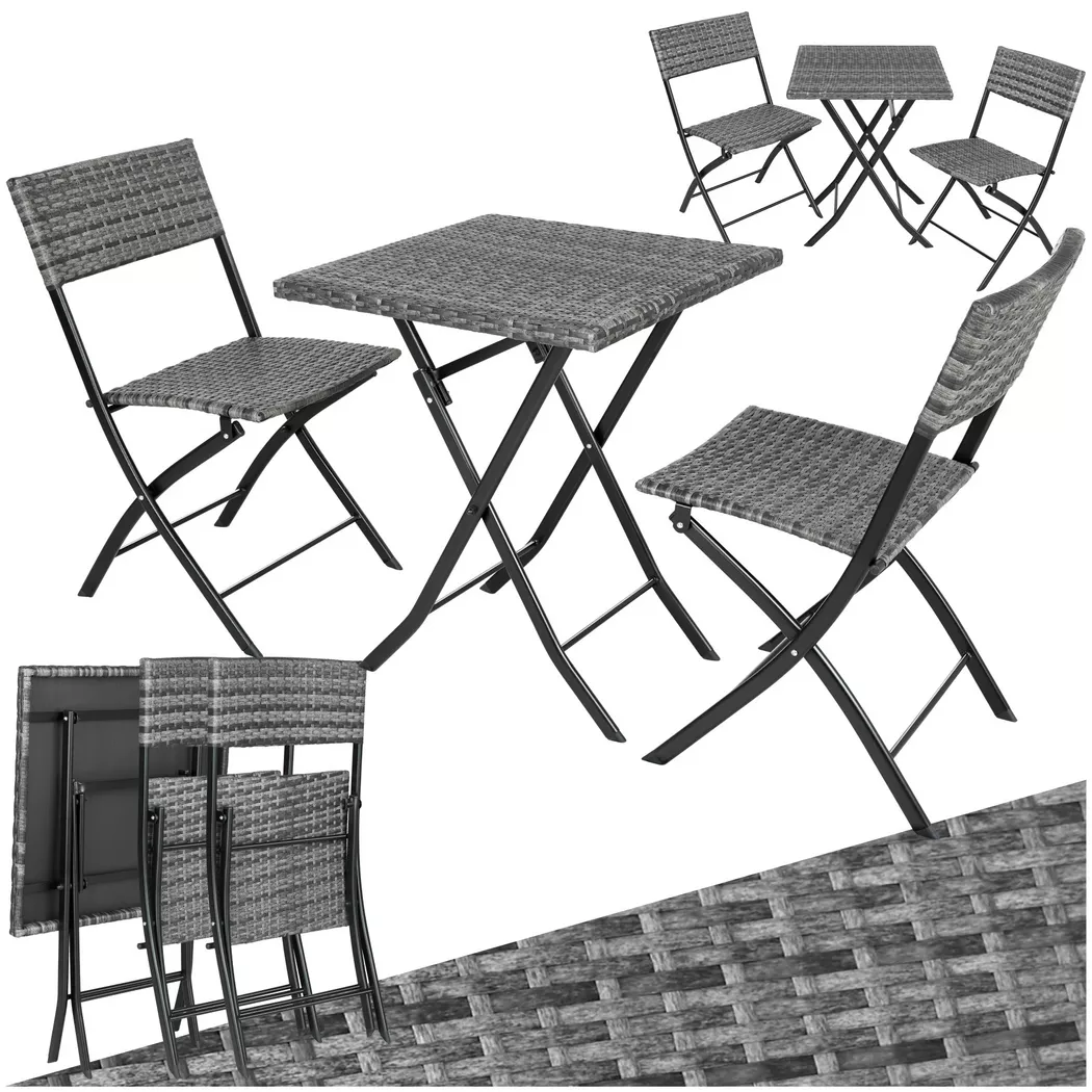tectake® Rattanset, für 2 Personen, UV-beständig, geringes Gewicht
