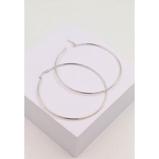 MUAU Schmuck  Créoles or blanc 750 fil rond 60mm 