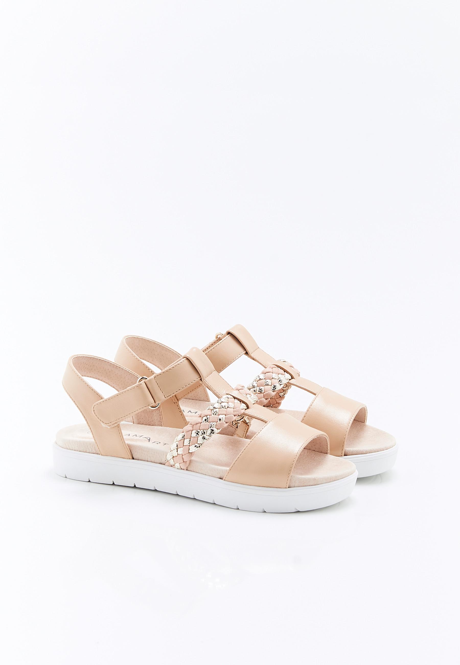 Image of Sandalen Mit Geflochtenen Riemen. Damen Rosa 38