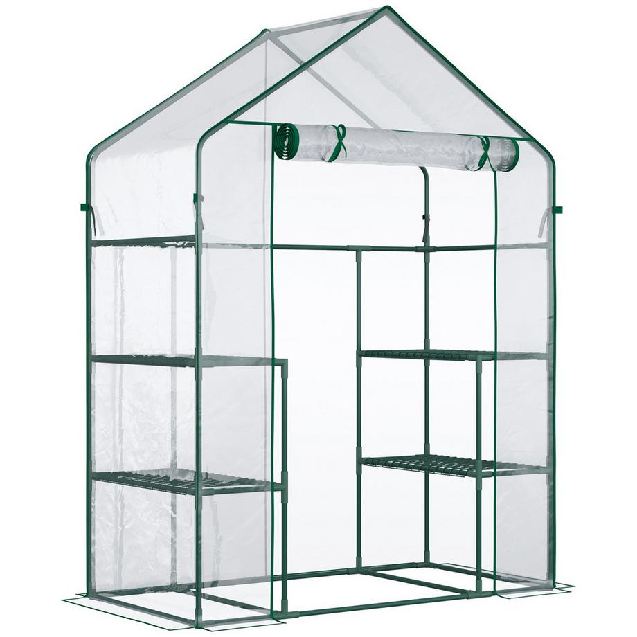 Foliengewächshaus Begehbares Tomatengewächshaus Mit 6 Regalen, 142X73X195Cm, Transparent