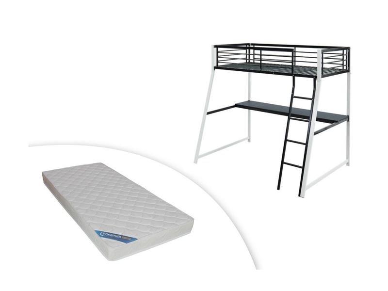 Image of Set Hochbett mit Schreibtisch + Matratze MALICIA Set Hochbett mit Schreibtisch + Matratze MALICIA