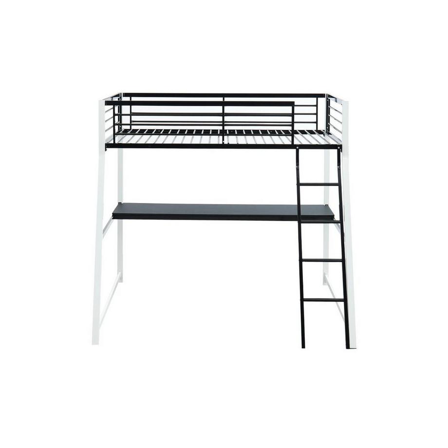 Vente-unique Letto a soppalco con scrivania integrata  Nero e bianco MALICIA + materasso incluso  