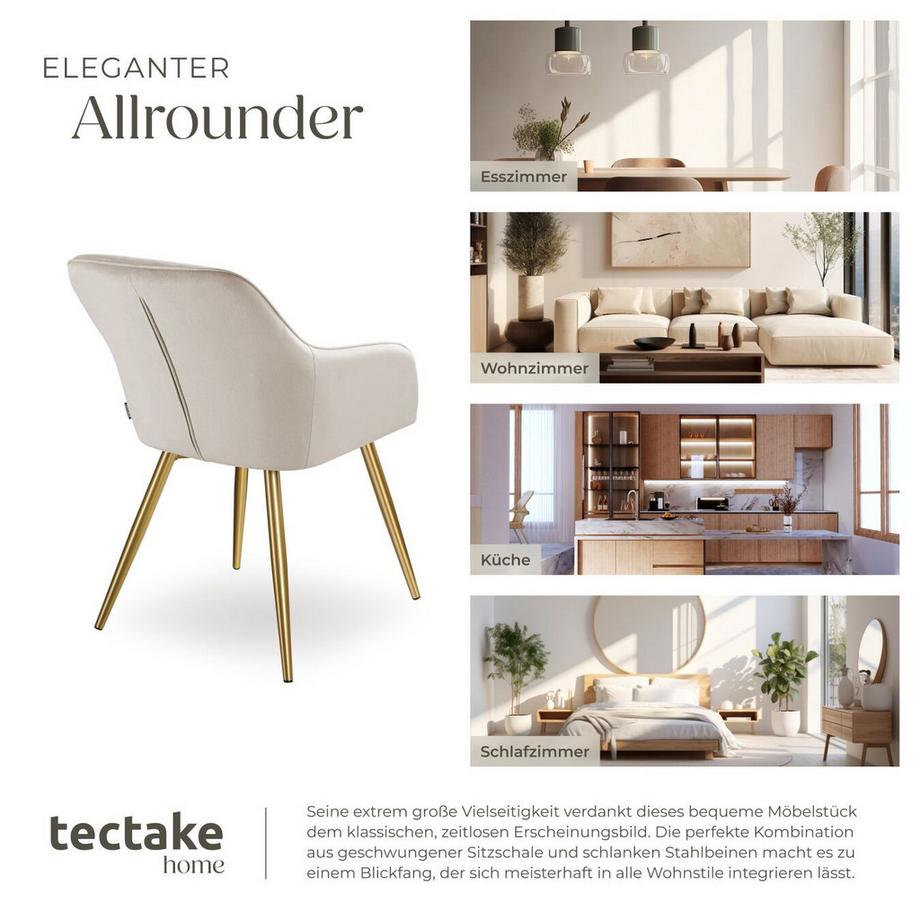 Tectake Sedia Marilyn imbottita, effetto velluto per pezzo  