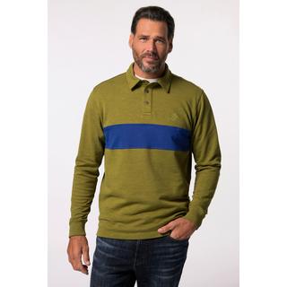 JP1880  Sweat-shirt de rugby. Rayures sur la poitrine. Col polo à boutons-pression - jusqu'au 8&nbsp;XL 