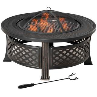 Northio Fire Bowl Poker Spark Guard Fire Basket Fire Table Round Fire Pit Garden Camping Bbq Acier Noir 81X81X50Cm  