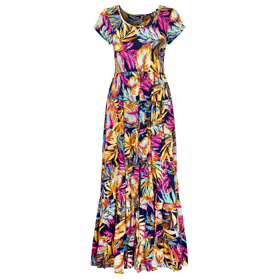 Joe Browns Abito Maxi in Cotone Crinkle con Stampa Tropicale  