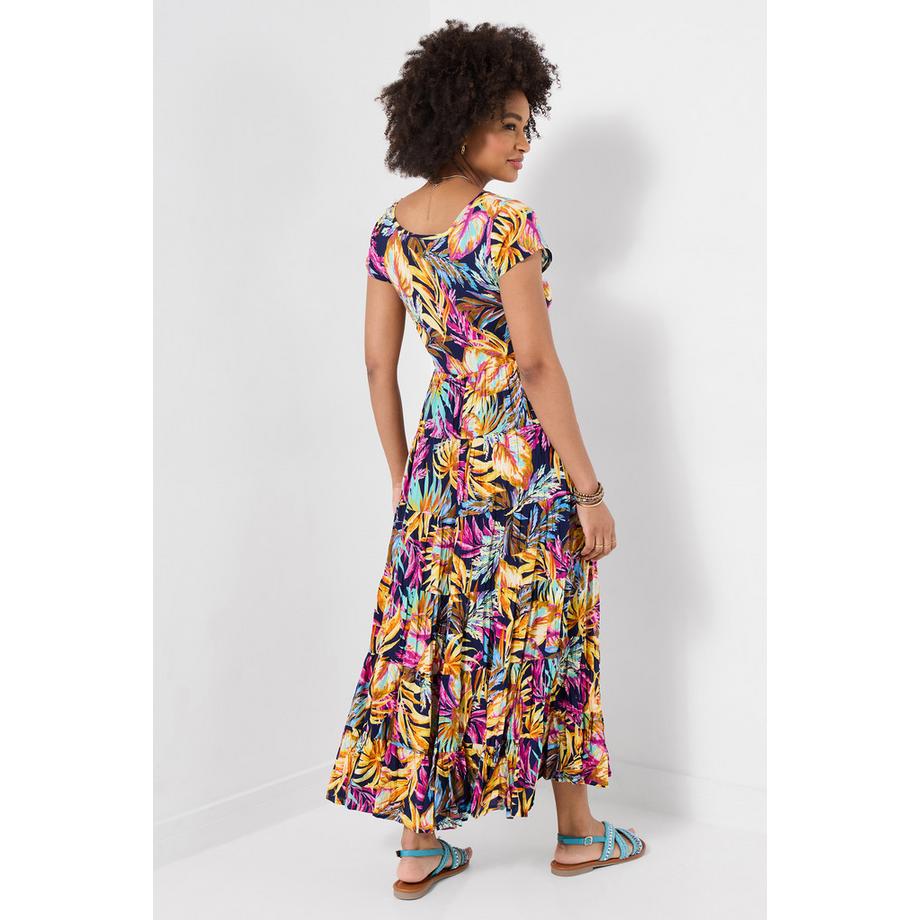 Joe Browns Abito Maxi in Cotone Crinkle con Stampa Tropicale  