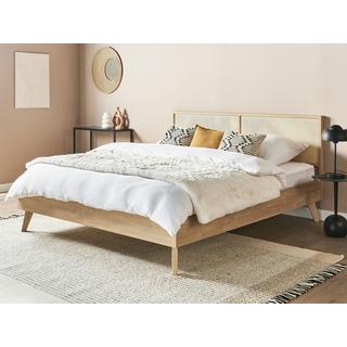 Beliani Bett mit Lattenrost aus Rattan Boho MONPAZIER  