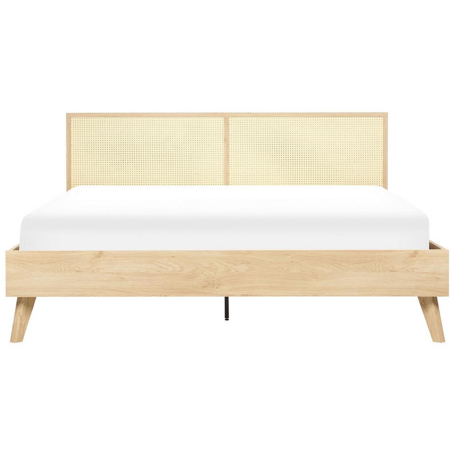 Beliani Bett mit Lattenrost aus Rattan Boho MONPAZIER  