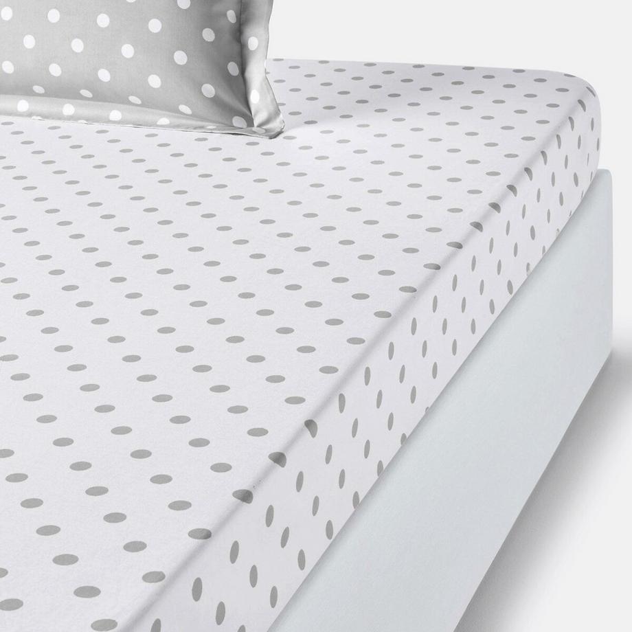 Drap housse pur coton imprimé pois
