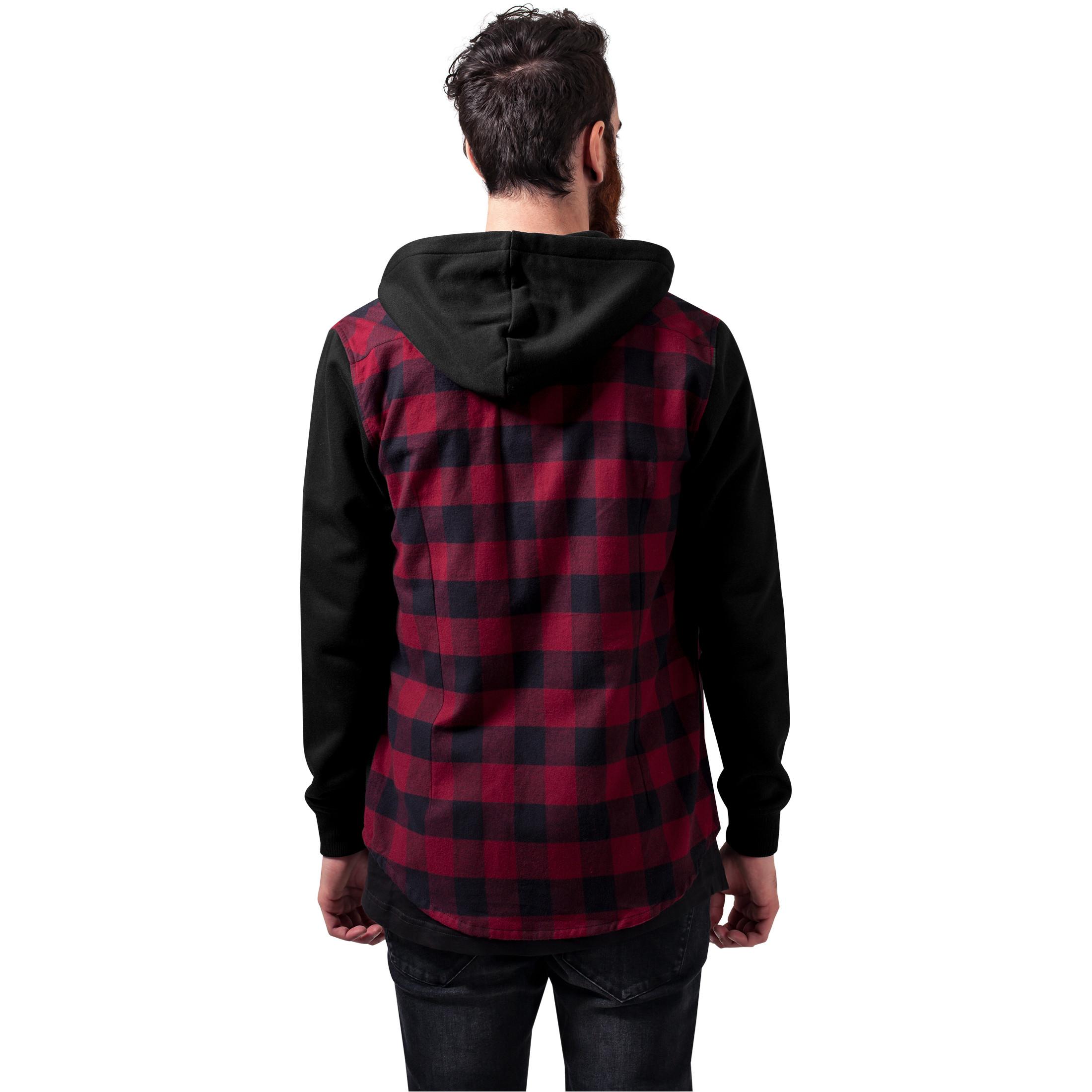 URBAN CLASSICS Hooded Flanell Sweat Sleeve Hemd  