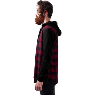 URBAN CLASSICS Hooded Flanell Sweat Sleeve Hemd  