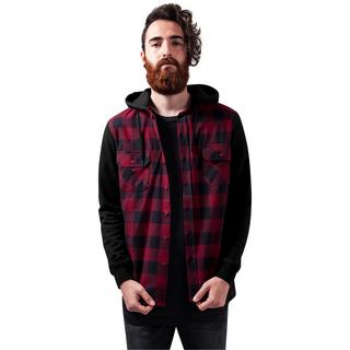 URBAN CLASSICS Hooded Flanell Sweat Sleeve Hemd  