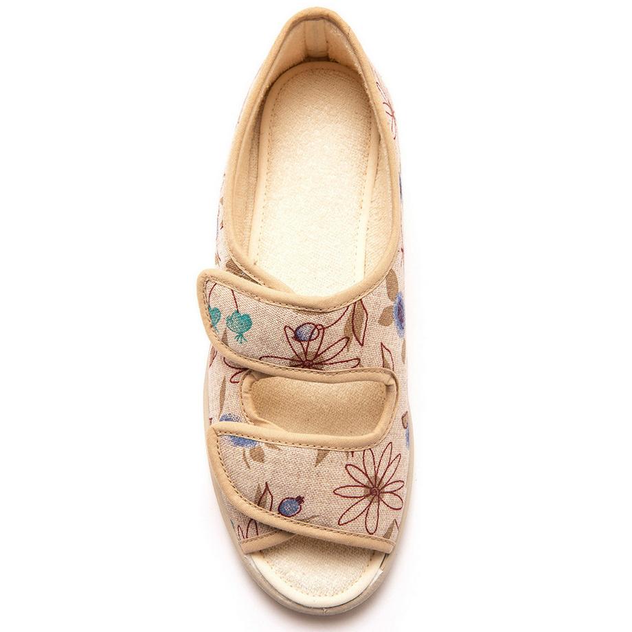 Pédiconfort Damen Sandalen mit offener Spitze Blumenmuster  