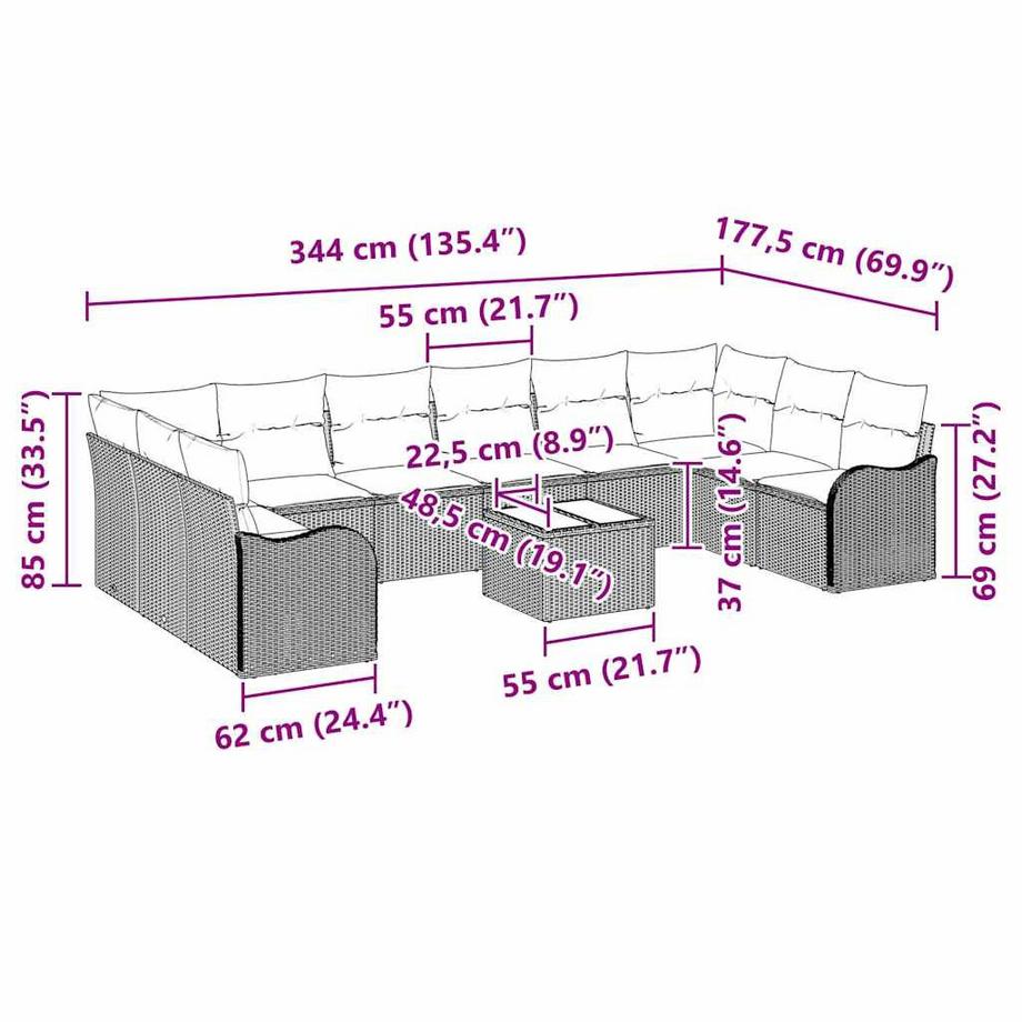 VidaXL Divano da giardino Polyrattan  
