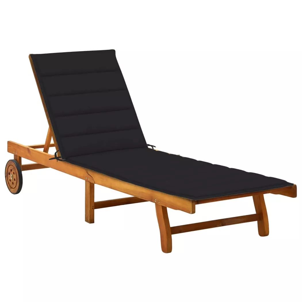 VidaXL - Chaise longue bois d'acacia, One Size, Noir