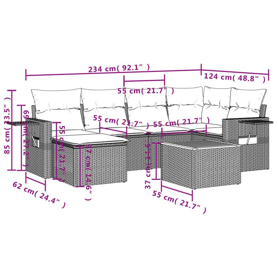 VidaXL Ensemble de canapés de jardin rotin synthétique  