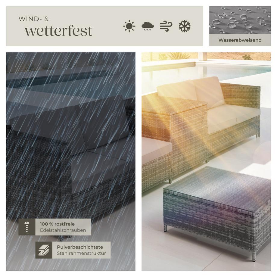 Tectake Rattan Lounge Siena für 4 Personen widerstandsfähig und UV-beständig  