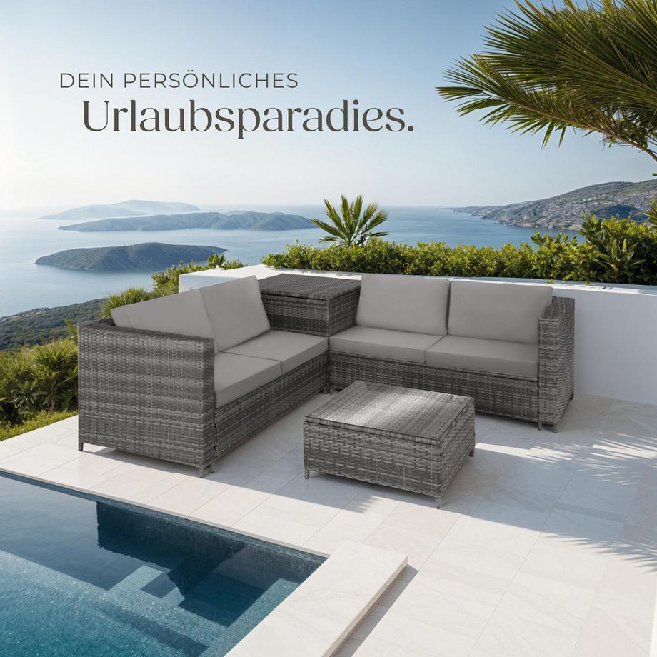 Tectake Rattan Lounge Siena für 4 Personen widerstandsfähig und UV-beständig  