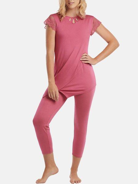 Image of Pyjama Leggings Tunika Kurzarm Juliette Damen Altrosa L