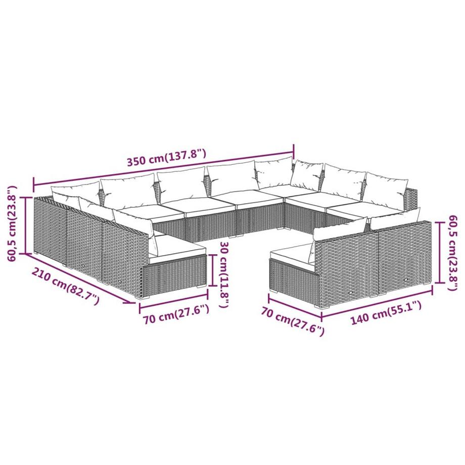 VidaXL set lounge giardino  