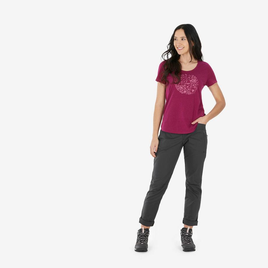 QUECHUA  T-shirt da trekking donna maniche corte cotone 