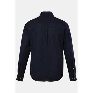 JP1880  Chemise en lin mélangé. Manches longues et col Kent. Coupe Modern Fit. Jusqu'au 8 XL. 