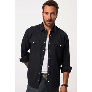 JP1880  Chemise en lin mélangé. Manches longues et col Kent. Coupe Modern Fit. Jusqu'au 8 XL. 