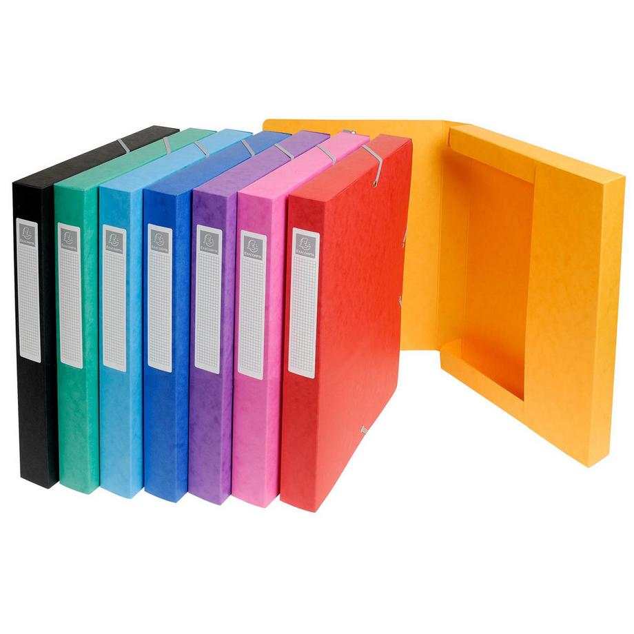 Exacompta Archivbox aus Colorspan-Karton 600g, Rückenbreite 25mm mit Etikett, 25x33cm für DIN A4 - x 8  