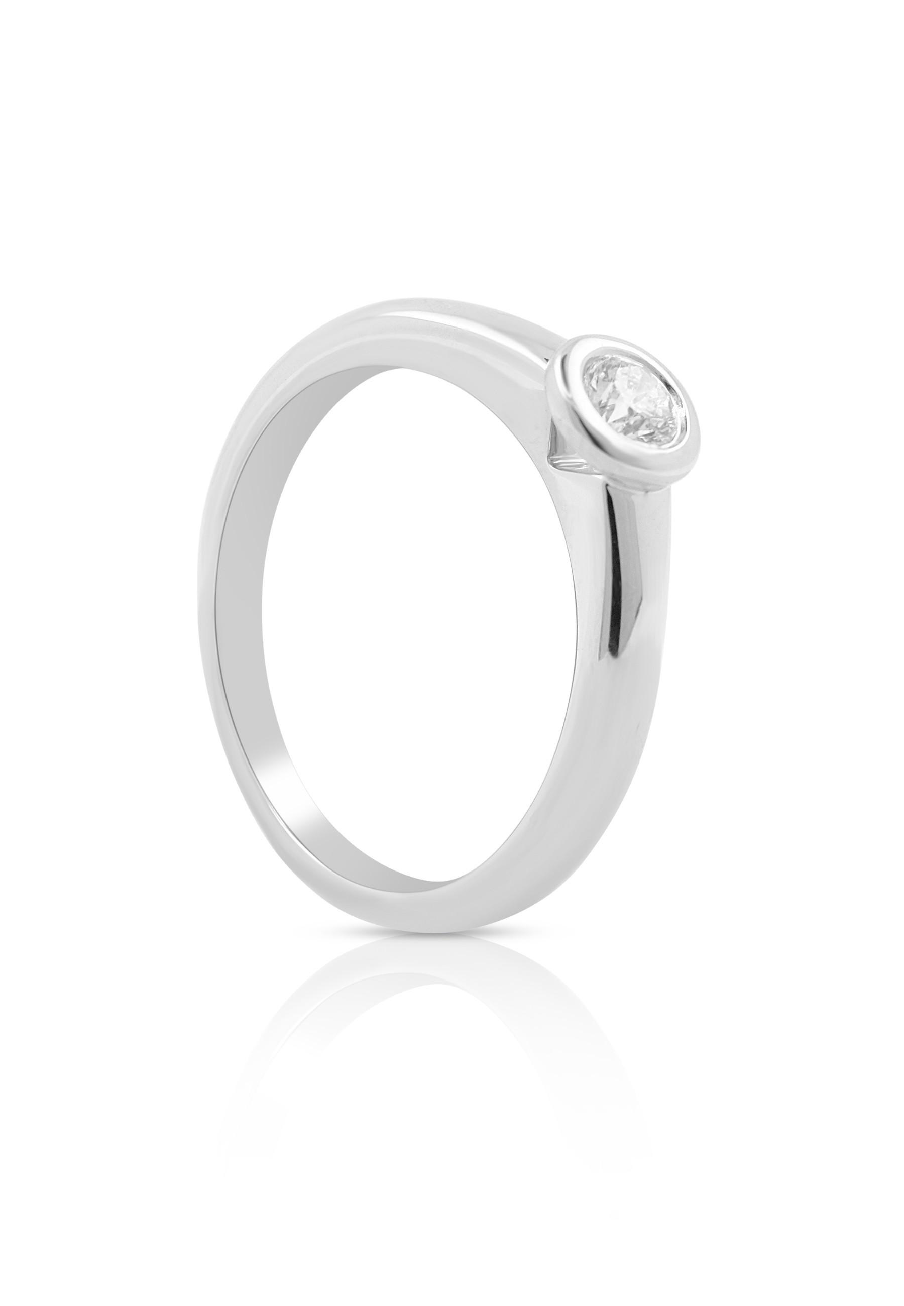 Image of Solitaire Ring Diamant 0.20ct. Weissgold 750 Damen Silber 54
