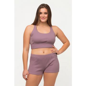 Brassière en coton bio. Jersey bord-côte. Décolleté carré.