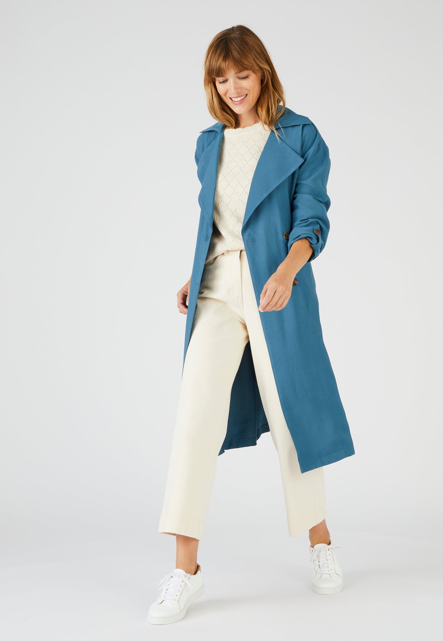 Image of Fliessender Trenchcoat. Damen Blau 50