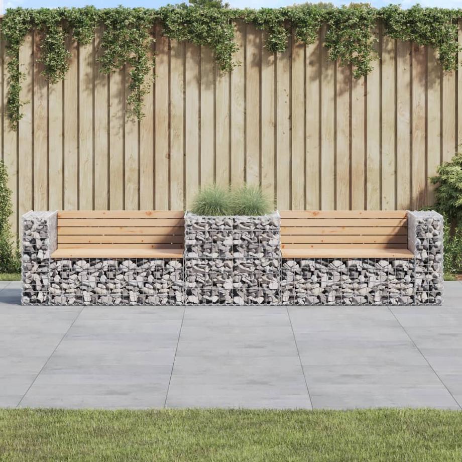 VidaXL Banc de jardin avec panier en gabion bois de pin  