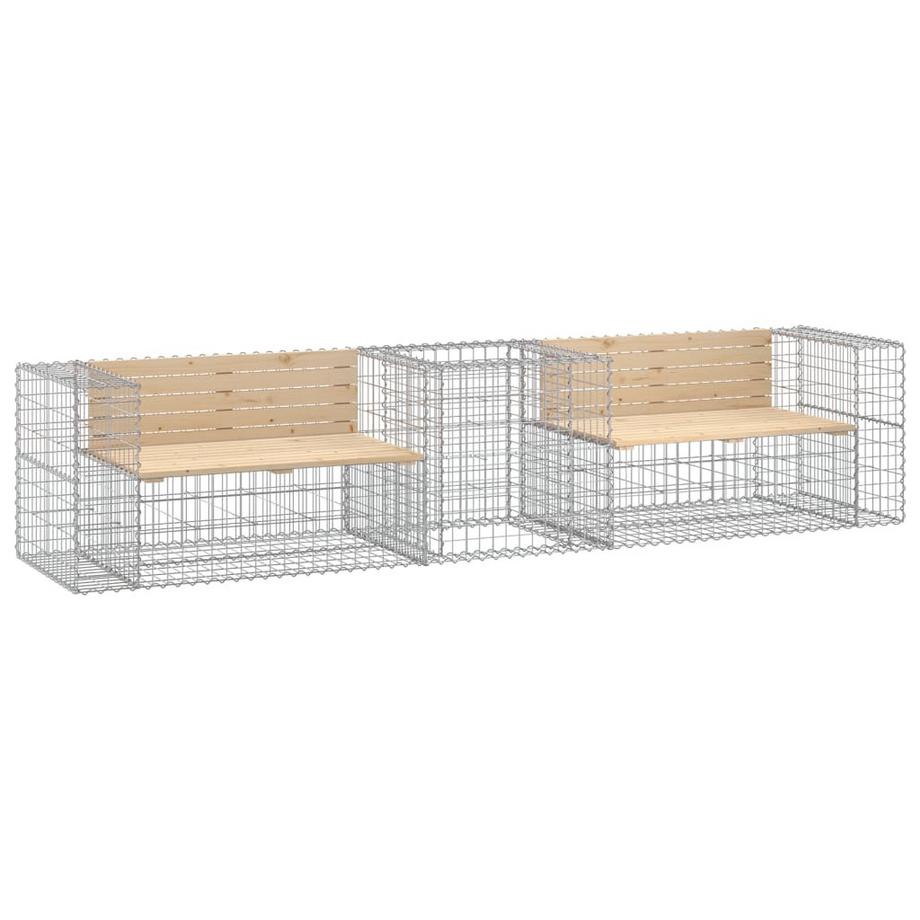 Banc de jardin avec panier en gabion bois de pin