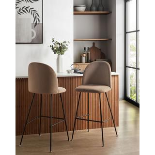 Beliani Lot de 2 chaises de bar en Velours Moderne ARCOLA  