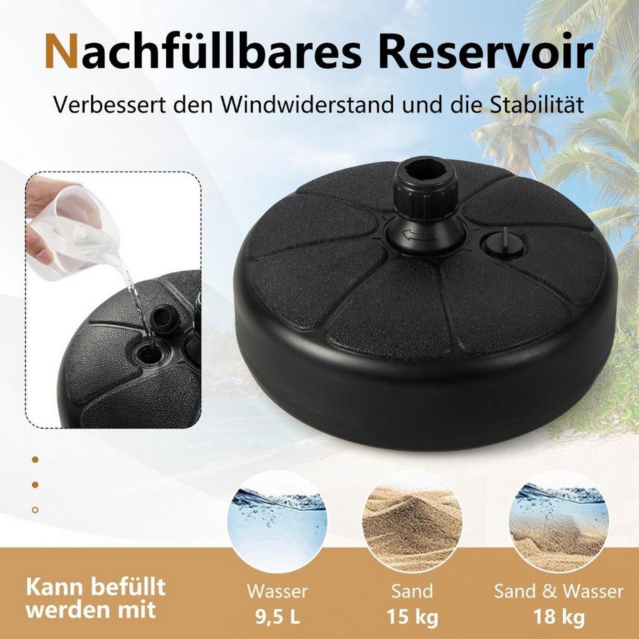 Northix Portaombrelli rotondo riempibile con diametro di 37 cm per un massimo di 12 kg nero  