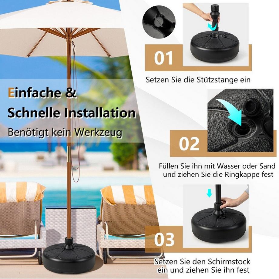 Northix Portaombrelli rotondo riempibile con diametro di 37 cm per un massimo di 12 kg nero  