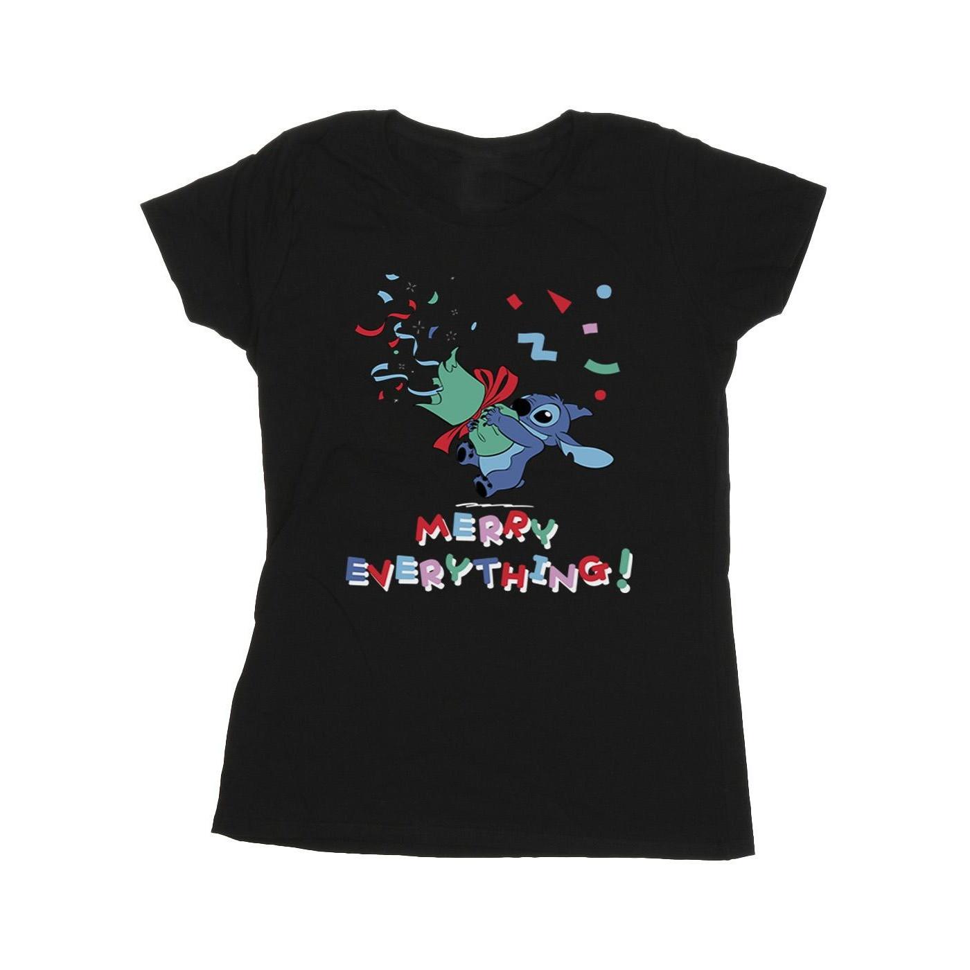 Image of Lilo And Stitch Stitch Merry Everything Tshirt Damen Schwarz M